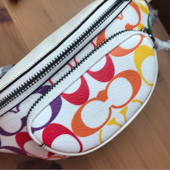 🌈 Coach Sprint Belt Bag 24 In Rainbow Signature Canvas - Picture 7 of 14
